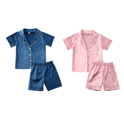 Pijama de dos piezas de algodón con mangas cortas para niños - Image 3