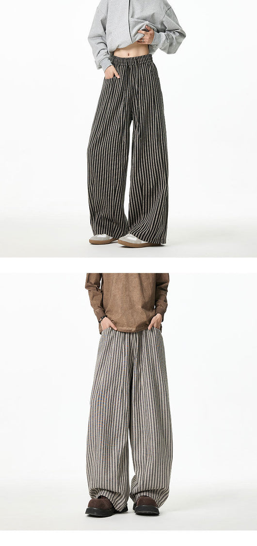 Pantalones Casuales Tejidos a Rayas con Corte Recto para Hombre - Image 14