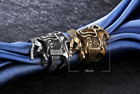 Anillo para Hombre de Acero de Titanio - Calavera, Guitarra y Estilo Rock - Image 9