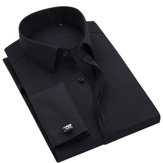 Camisa de Fibra de Bambú con Puños Franceses de Manga Larga