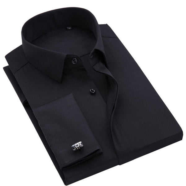 Camisa de Fibra de Bambú con Puños Franceses de Manga Larga