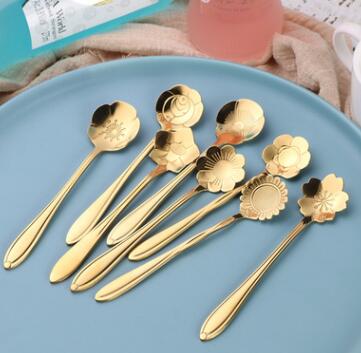 Cucharillas de Postre Diseño Rosa Acero Inoxidable Premium