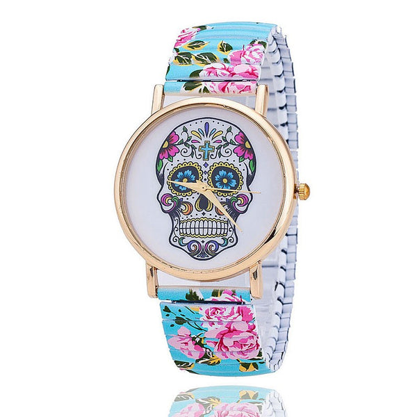 Reloj con Estampado de Calavera Colorida