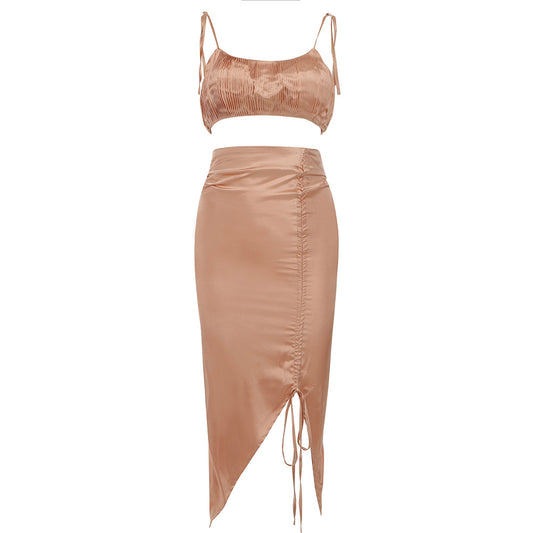 Conjunto de Falda con Abertura Lateral y Top Tubo Ajustable