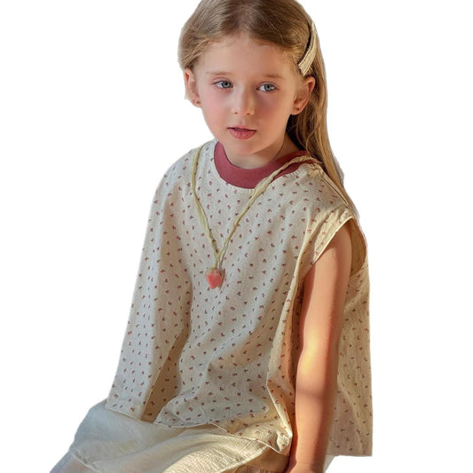 Chaleco Floral Niña sin Mangas Cuello Redondo - Image 2