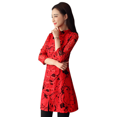 Blusa Cheongsam con Encaje - Falda Elegante Estilo Asiático - Image 4