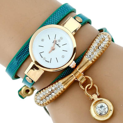 Reloj Pulsera Mujer Lujo Gnova Platinum con Brillantes y Correa PU Dorada - Image 4