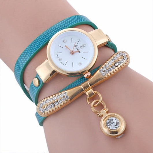 Reloj de Pulsera de Cuarzo Circular para Mujer con Correa de Cuero - Image 5