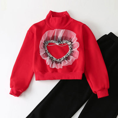 Conjunto de Dos Piezas con Estampado de Corazones - Pantalón Casual Trendy - Image 3