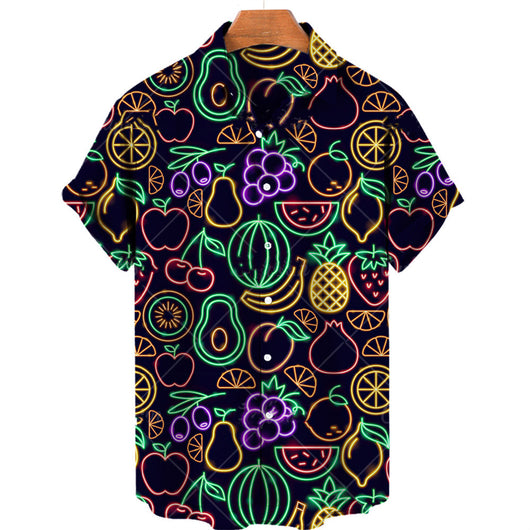 Camisa Hawaiana de Frutas Tropicales para Hombre - Estilo Casual de Verano - Image 2