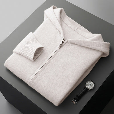 Cardigan Cashmere con Capucha para Hombre - Abrigo Casual Grueso con Cierre - Image 8