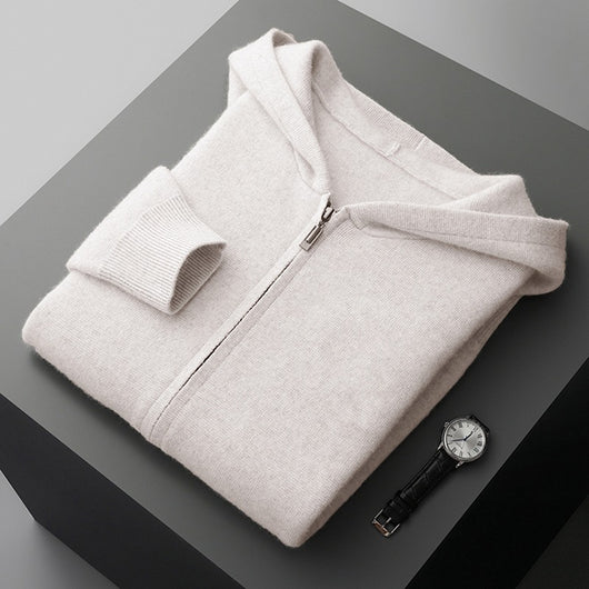 Cardigan Cashmere con Capucha para Hombre - Abrigo Casual Grueso con Cierre - Image 8