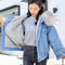Chaqueta Bomber Denim Mujer Invierno - Abrigo Cálido con Capucha Talla Grande