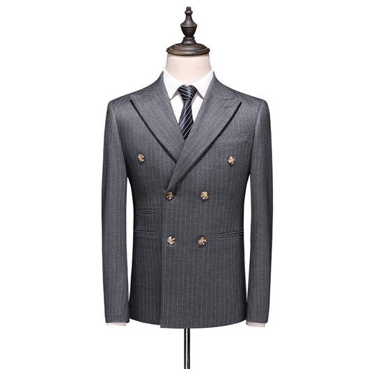 men's suit, suit, dark grey, white, black, formal, business, classic - Image 2