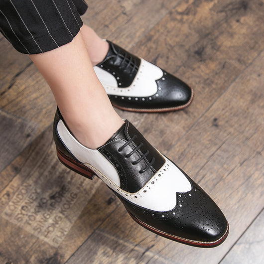 Zapatos Brogues Estilo Británico con Cordones y Detalles en Contraste para Hombre - Image 9