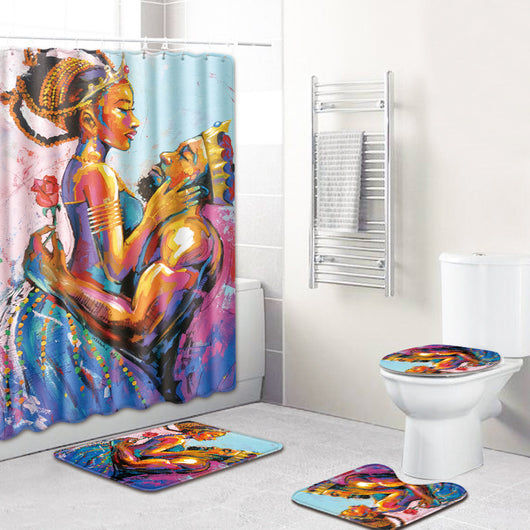 Cortina de baño antideslizante con tapete integrado - Image 3