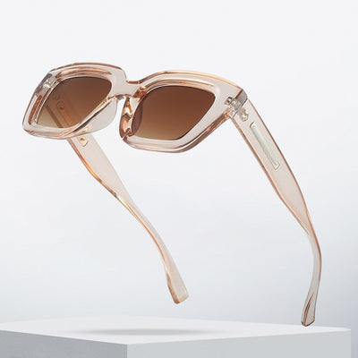 Square fashionable anti-ultraviolet sunglasses with a translucent brown frame and dark brown lenses. - Image 3