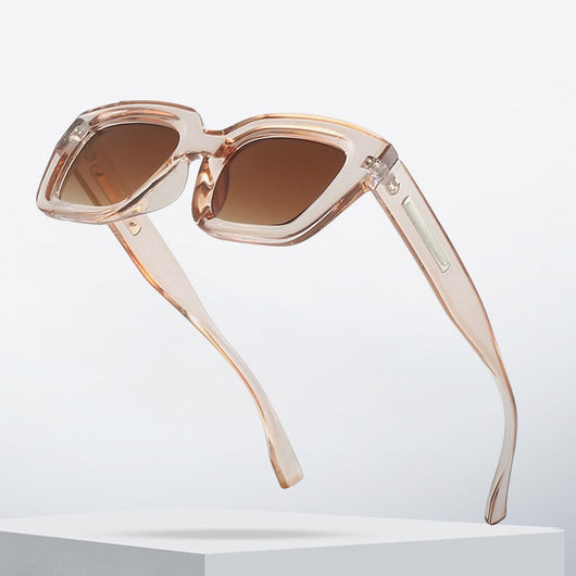 Square fashionable anti-ultraviolet sunglasses with a translucent brown frame and dark brown lenses. - Image 3