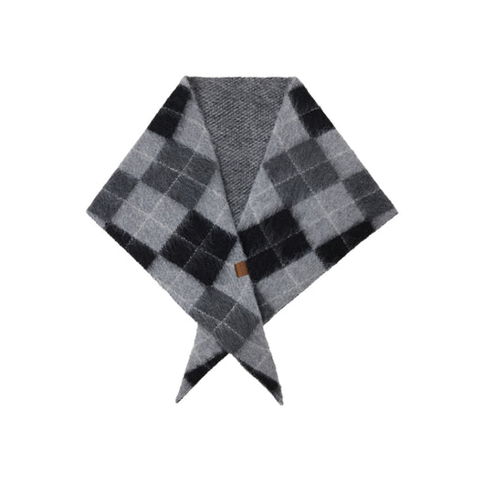 Bufanda Triangular de Lana y Algodón Jacquard Cuadros Retro - Cuello Cálido - Image 8