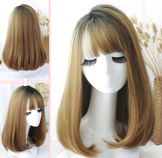 Peluca Sintética con Flequillo Aéreo - Cabello Falso Fashionable - Image 4