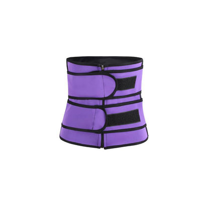 Bright blue neoprene sports slimming waist belt with black trim, a zipper, and two adjustable hook-and-loop straps. - Image 11