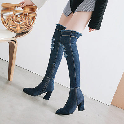 Botas de Denim con Punta Afilada para Mujer - Image 3