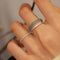 Sterling Plateado Stacked Ethnic Estilo Ring Double Tamaño 6