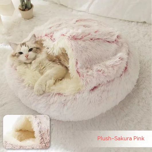 Cama 2 en 1 para Perros y Gatos - Cama Cálida de Felpa Suave Tipo Casa - Image 3