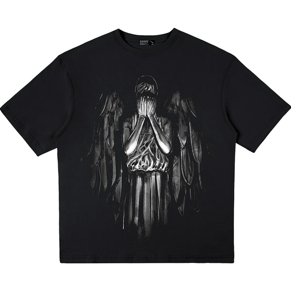 Camiseta Suelta con Estampado de Ángel - Algodón 100% Cuello Redondo - Image 3