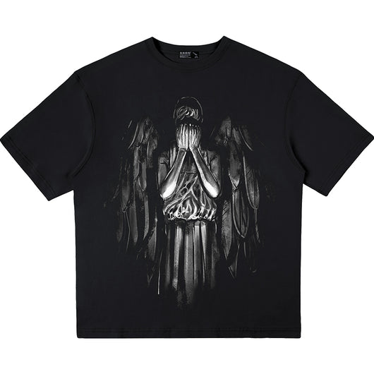 Camiseta Suelta con Estampado de Ángel - Algodón 100% Cuello Redondo - Image 3