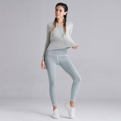 Ropa de Yoga Deportiva de Algodón y Lino de Manga Larga - Image 7