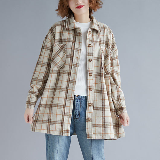 Camisa Acolchada de Cuadros Salvaje Talla Grande para Mujer - Image 3
