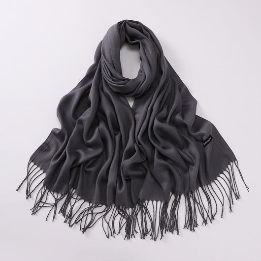 Bufanda Larga de Cashmira Suave - Color Liso para Otoño e Invierno - Image 63