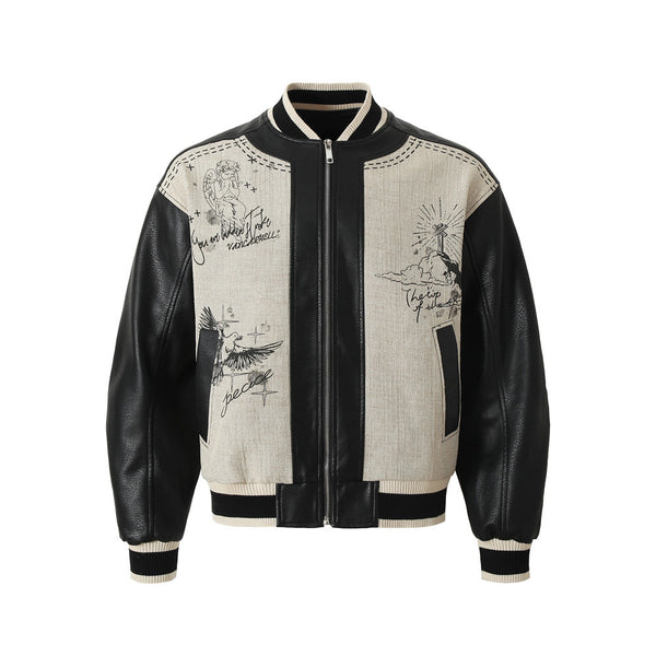 Chaqueta Suelta Estilo Retro Americano con Estampado de Alas de Ángel