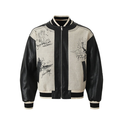Chaqueta Suelta Estilo Retro Americano con Estampado de Alas de Ángel