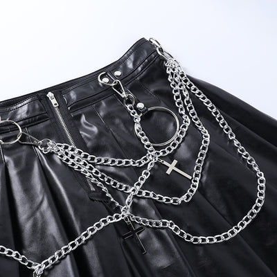 Falda de Cuero PU Plisada con Cadenas Punk - Image 25