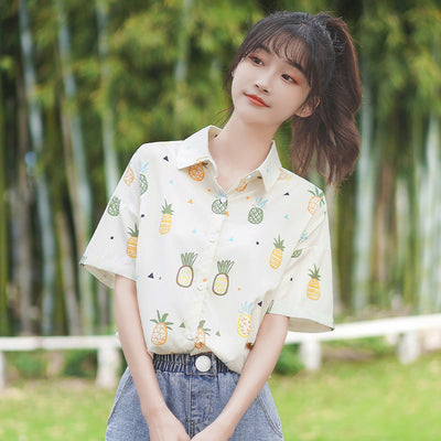 Blusa Floral Estilo Hong Kong - Camiseta Holgada de Chifón para Estudiante - Image 11
