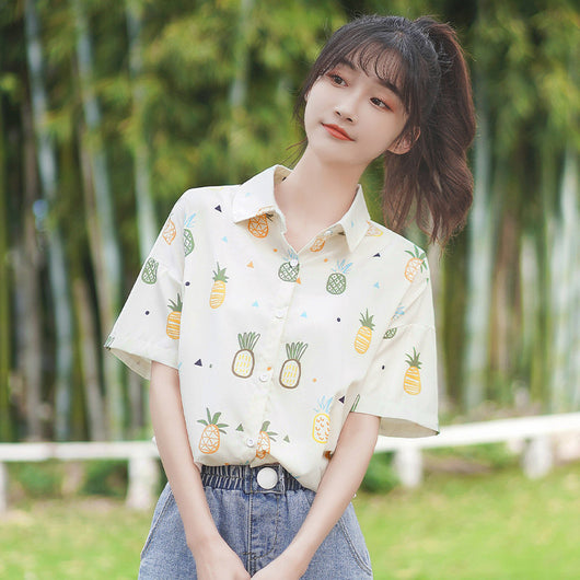 Blusa Floral Estilo Hong Kong - Camiseta Holgada de Chifón para Estudiante - Image 11