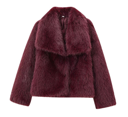 Cardigan Largo de Felpa Sintética con Solapa y Botones de Presión para Mujer - Image 10