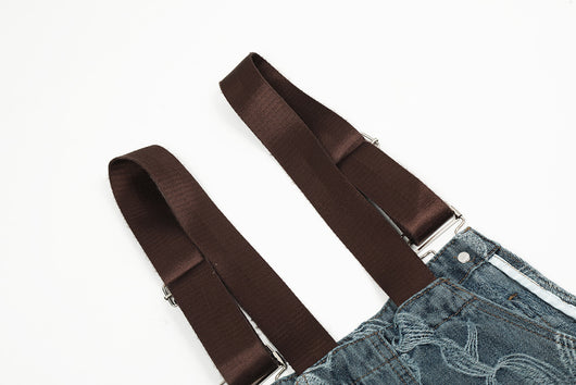 Pantalón Denim con Tirantes y Estampado Floral para Hombre - Image 17