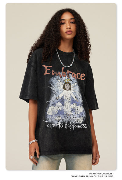 Camiseta Retro Suelta Estampada Manga Corta para Hombre - Image 20