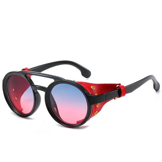 Gafas de Sol Retro Punk con Montura Redonda y Estuche de Cuero - Image 10