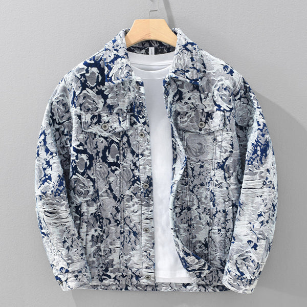Chaqueta Denim Jacquard para Hombre - Diseño Moderno y Versátil