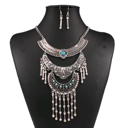 Conjunto de Collar y Aretes Turquesa Diamante Vintage - Joyería Fashion Nacional - Image 3