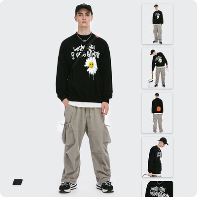 Suéter Holgado de Cuello Redondo Estampado para Hombre - Image 6