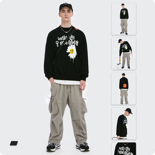 Suéter Holgado de Cuello Redondo Estampado para Hombre - Image 6