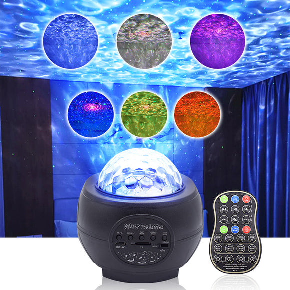 Luz Nocturna LED con Efecto Llama Estrellada y Ondas de Agua