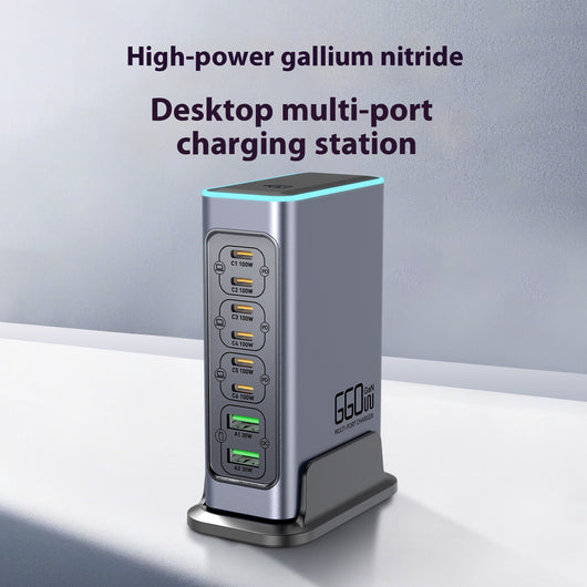 Cargador Rápido GaN 660W Multi-Puerto para Dispositivos Móviles y Tablets