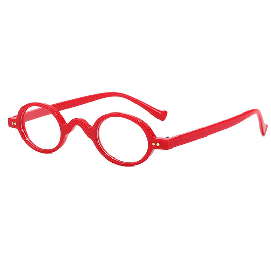 Red small frame round glasses with clear lenses, featuring a retro or steampunk style. - Image 16