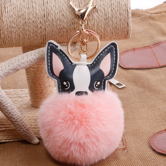Llavero Pelota de Plumas PU para Mascotas - Accesorio Adorable